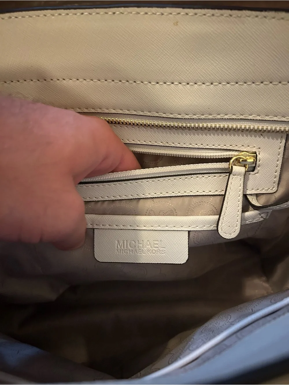 Michael Kors Ivory Leather Satchel with Gold Hardware - Picture 5 of 5